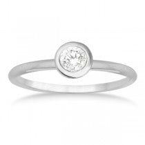 Bezel-Set Solitaire Diamond Ring in 14k White Gold (0.50ct)