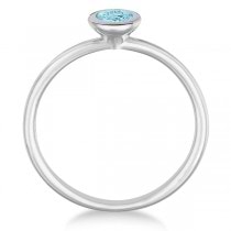 Aquamarine Bezel-Set Solitaire Ring in 14k White Gold (0.65ct)
