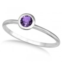 Amethyst Bezel-Set Solitaire Ring in 14k White Gold (0.65ct)