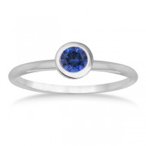 Blue Sapphire Bezel-Set Solitaire Ring in 14k White Gold (0.50ct)