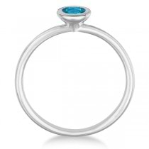Blue Topaz Bezel-Set Solitaire Ring in 14k White Gold (0.65ct)