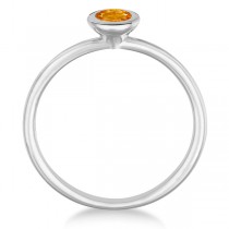Citrine Bezel-Set Solitaire Ring in 14k White Gold (0.65ct)