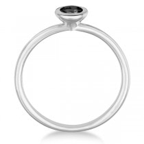 Black Diamond Bezel-Set Solitaire Ring in 14k White Gold (0.50ct)