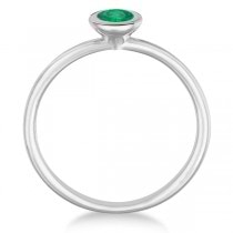 Emerald Bezel-Set Solitaire Ring in 14k White Gold (0.65ct)