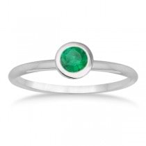 Emerald Bezel-Set Solitaire Ring in 14k White Gold (0.65ct)