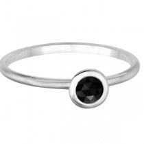 Bezel-Set Solitaire Style Black Onyx Ring 14k White Gold (0.50ct)