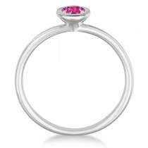 Pink Sapphire Bezel-Set Solitaire Ring in 14k White Gold (0.50ct)