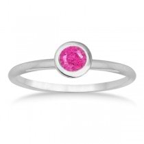 Pink Sapphire Bezel-Set Solitaire Ring in 14k White Gold (0.50ct)