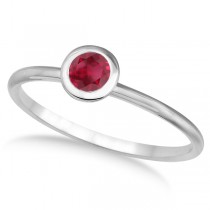 Ruby Bezel-Set Solitaire Ring in 14k White Gold (0.65ct)