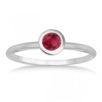 Ruby Bezel-Set Solitaire Ring in 14k White Gold (0.65ct)