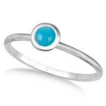 Bezel-Set Solitaire Style Turquoise Ring 14k White Gold (0.50ct)
