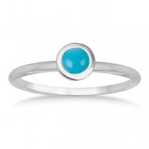 Bezel-Set Solitaire Style Turquoise Ring 14k White Gold (0.50ct)