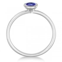 Tanzanite Bezel-Set Solitaire Ring in 14k White Gold (0.65ct)