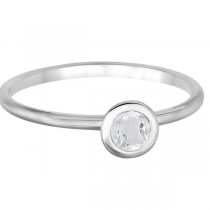 Bezel-Set Solitaire Style White Topaz Ring 14k White Gold (0.50ct)