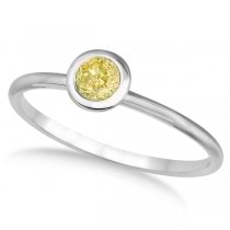 Fancy Yellow Canary Diamond Bezel-Set Solitaire Ring 14k White Gold (0.50ct)