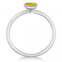 Yellow Sapphire Bezel-Set Solitaire Ring in 14k White Gold (0.65ct)