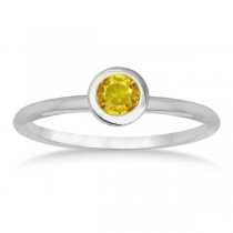 Yellow Sapphire Bezel-Set Solitaire Ring in 14k White Gold (0.65ct)