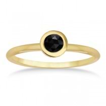 Bezel-Set Solitaire Style Black Onyx Ring 14k Yellow Gold (0.50ct)