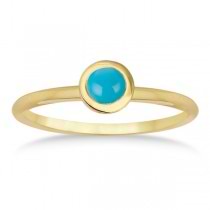 Bezel-Set Solitaire Style Turquoise Ring 14k Yellow Gold (0.50ct)