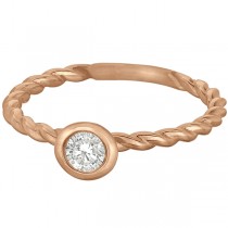 Bezel Set Diamond Solitaire Swirl Ring Band 14k Rose Gold (0.30ct)