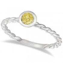 Fancy Canary Yellow Diamond Solitaire Swirl Ring 14k White Gold (0.30ct)