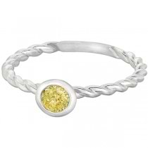 Fancy Canary Yellow Diamond Solitaire Swirl Ring 14k White Gold (0.30ct)