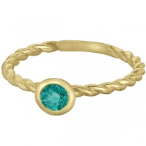 Fancy Blue Bezel Diamond Solitaire Swirl Ring 14k Yellow Gold (0.30ct)