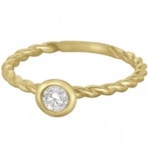 Bezel Set Diamond Solitaire Swirl Ring Band 14k Yellow Gold (0.30ct)