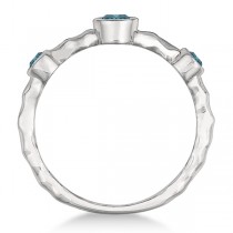 Wavy Band Bezel Set Blue Diamond Fashion Ring 14k White Gold (0.25ct)
