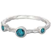 Wavy Band Bezel Set Blue Diamond Fashion Ring 14k White Gold (0.25ct)