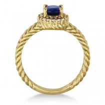 Oval Cut Sapphire & Diamond Split Shank Ring 14k Yellow Gold (1.40ct)
