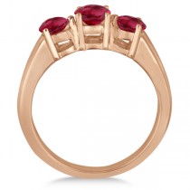 Three Stone Round Ruby Gemstone Ring in 14k Rose Gold 1.50ct