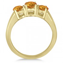 Three Stone Round Citrine Gemstone Ring in 14k Yellow Gold 1.50ct