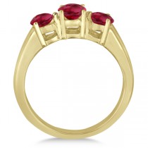 Three Stone Round Ruby Gemstone Ring in 14k Yellow Gold 1.50ct