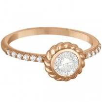 Bezel & Pave Set Circle Diamond Cocktail Ring 14k Rose Gold (0.61ct)