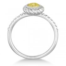Bezel Set Yellow Canary Diamond Cocktail Ring 14k White Gold (0.61ct)