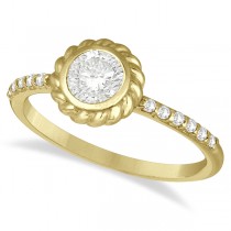 Bezel & Pave Set Circle Diamond Cocktail Ring 14k Yellow Gold (0.61ct)