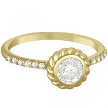 Bezel & Pave Set Circle Diamond Cocktail Ring 14k Yellow Gold (0.61ct)