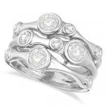 Bezel Set Bubble Shape Right-Hand Diamond Ring 14k White Gold (1.09ct)