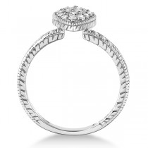 Pave Set Diamond Pear Shape Cocktail Ring 14k White Gold (0.50ct)