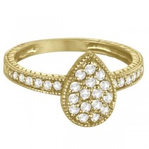 Pave Set Diamond Pear Shape Cocktail Ring 14k Yellow Gold (0.50ct)