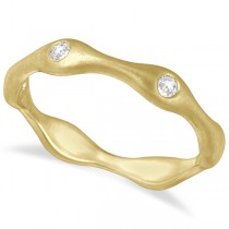 Wavy Band Burnish Set Diamond Right-Hand Ring 14k Yellow Gold (0.15ct)