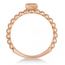 Princess Cut Diamond Beaded Solitaire Ring 14k Rose Gold (0.25ct)
