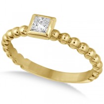 Princess Cut Diamond Beaded Solitaire Ring 14k Yellow Gold (0.25ct)