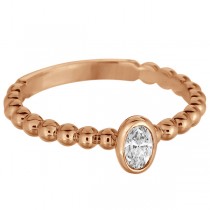 Oval Cut Diamond Beaded Solitaire Ring 14k Rose Gold (0.25ct)