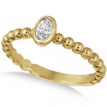 Oval Cut Diamond Beaded Solitaire Ring 14k Yellow Gold (0.25ct)