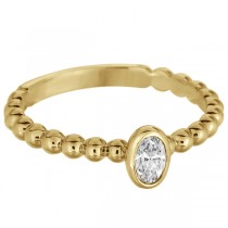 Oval Cut Diamond Beaded Solitaire Ring 14k Yellow Gold (0.25ct)