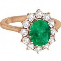 Oval Emerald and Diamond Ring 14k Rose Gold (3.60ctw)