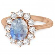 Oval Moonstone and Diamond Ring 18k Rose Gold (2.80ctw)