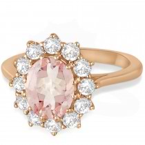 Oval Morganite and Diamond Ring 14k Rose Gold (3.60ctw)